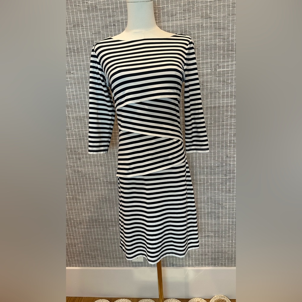 🖤 McLaughlin Nicola tiered striped sheath dress in Catalina Cloth 🖤